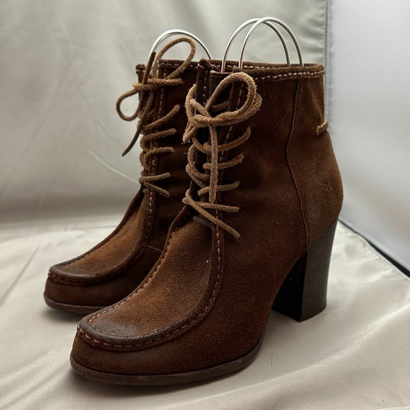 Frye Shoes - Frye Women's Parker Moc Ankle Lace Up Brown Oiled Boots Size 8.5